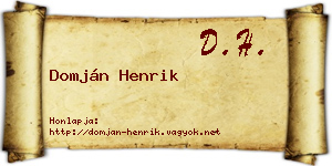 Domján Henrik névjegykártya